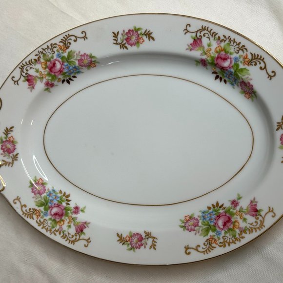 Maruichi China Large Rose Oval Platter Meat Turkey Ham Server Japan Replacement - Picture 5 of 6